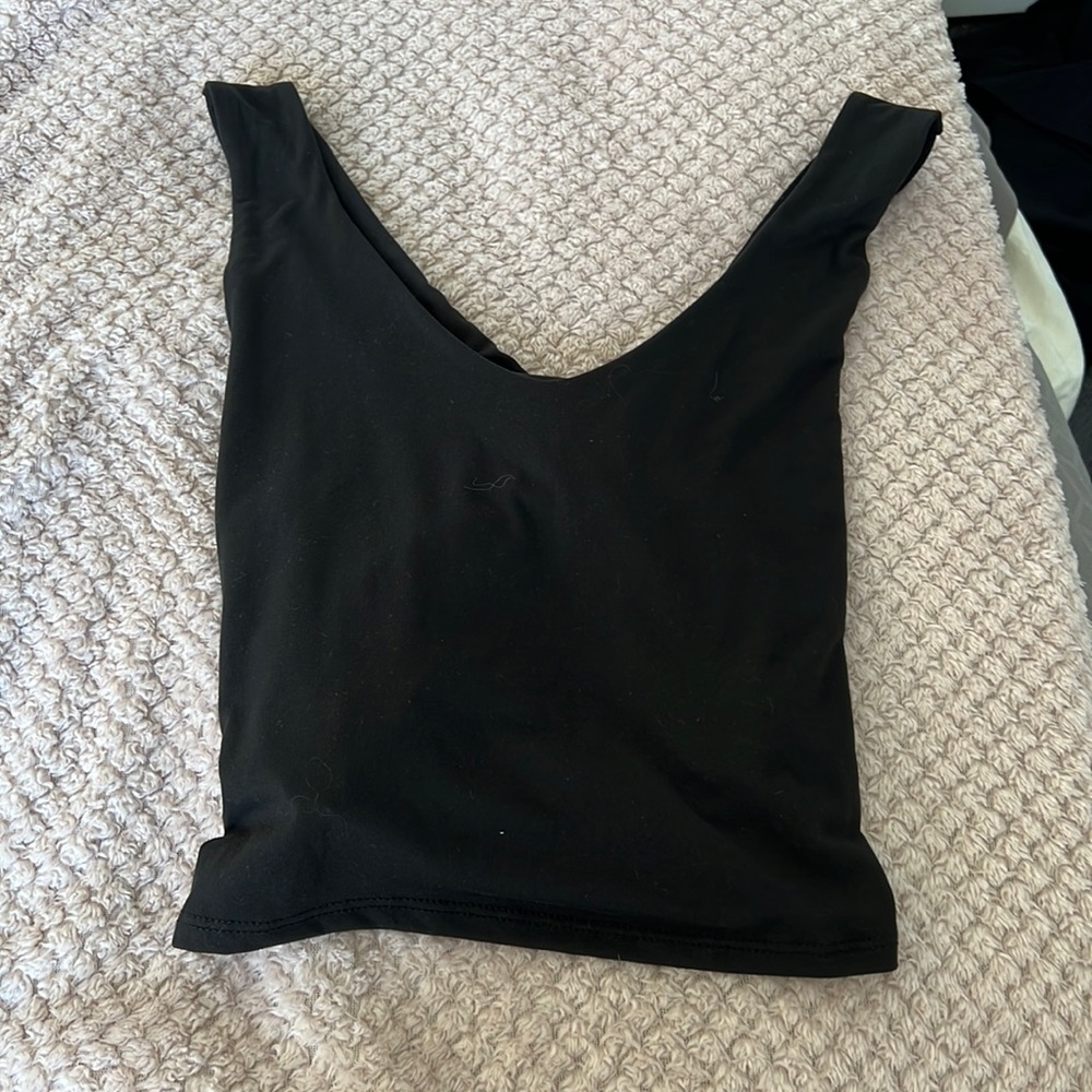 NWT Adorable Black V Neck Tank with Criss Cross Open Back